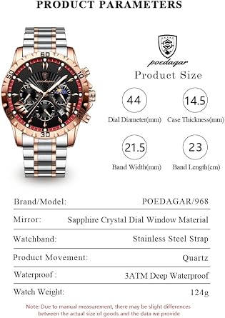 Poedagar Fashion Watch for Man Luxury Waterproof Luminous Chronograph Date Men Watch Stainless Steel Business Quartz Men's Watches