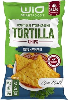 WiO SmartFoods™ Low Carb Tortilla Chips (Pack of 4, 8oz) - Fat-Free, Ket...