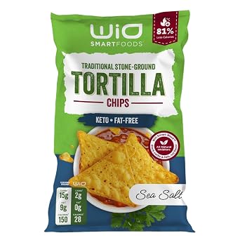 WiO SmartFoodsTM Low Carb Tortilla Chips, Keto Fat-Free Snack, 8oz 1 Pack
