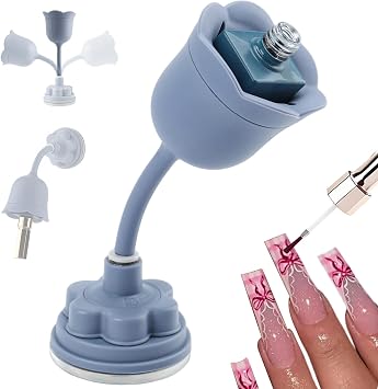 TADOPRO Untippable Nail Polish Holder, 360 Rotating Flower-Shaped Nail Polish Bottle Holder with Anti Slip Suction Base Fits Most Nail Polish Bottles for Professional & Home Nail Art ToolsBlue