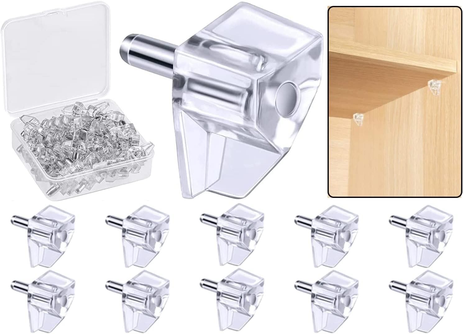 5 mm Shelf Support Peg, Shelf Pins, Clear Plastic Replacement Peg