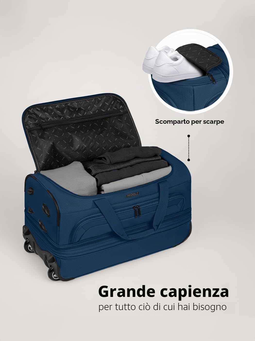 REDOLZ Duffle Essentials Wheeled Duffle Exp. M Navy