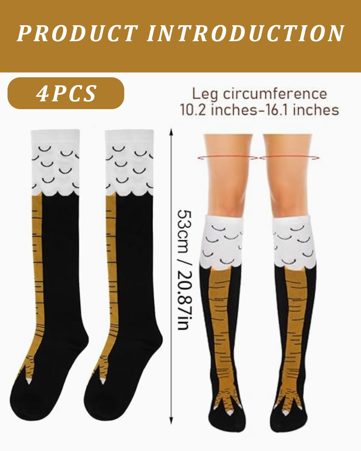 Calzini Divertenti A Forma Di Zampe Di Gallina - Sopra Il Ginocchio Per Un Look Originale - Foto 5