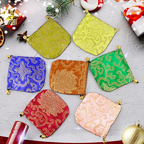 Lzttyee 30Pcs Silk Brocade Embroidered Drawstring Jewelry Pouch Bag Gift Bags Baskets Drawstring Coin Purse (Random Color) #TOP4