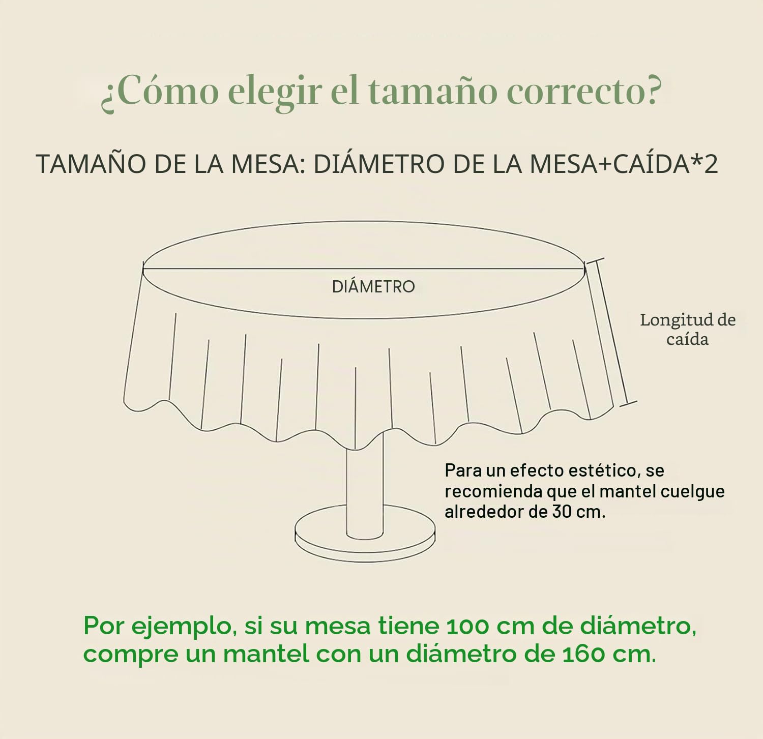 Mantel Redondo de PVC, Espesado, Impermeable y Antimanchas, Resistente a los arañazos, Beige-SZ, diámetro 200 cm