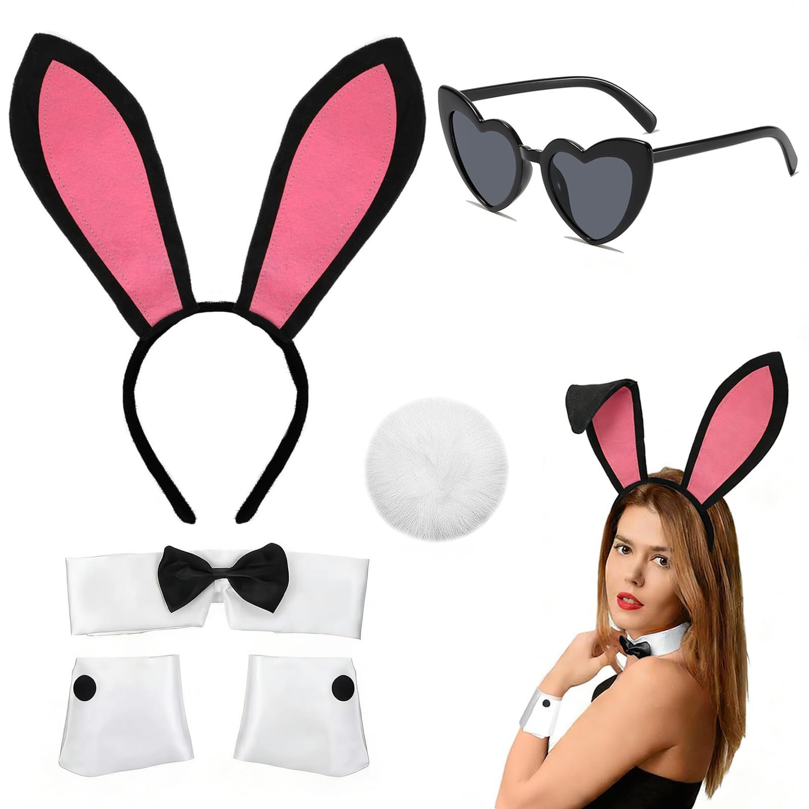 5 Piezas Agente Disfraz Accesorios, Accesorios para Disfraz de Espía con Corbata Ajustable Gafas de Sol Auriculares arjeta de Identificación Tarjetas, para Fiesta de Disfraces Cosplay