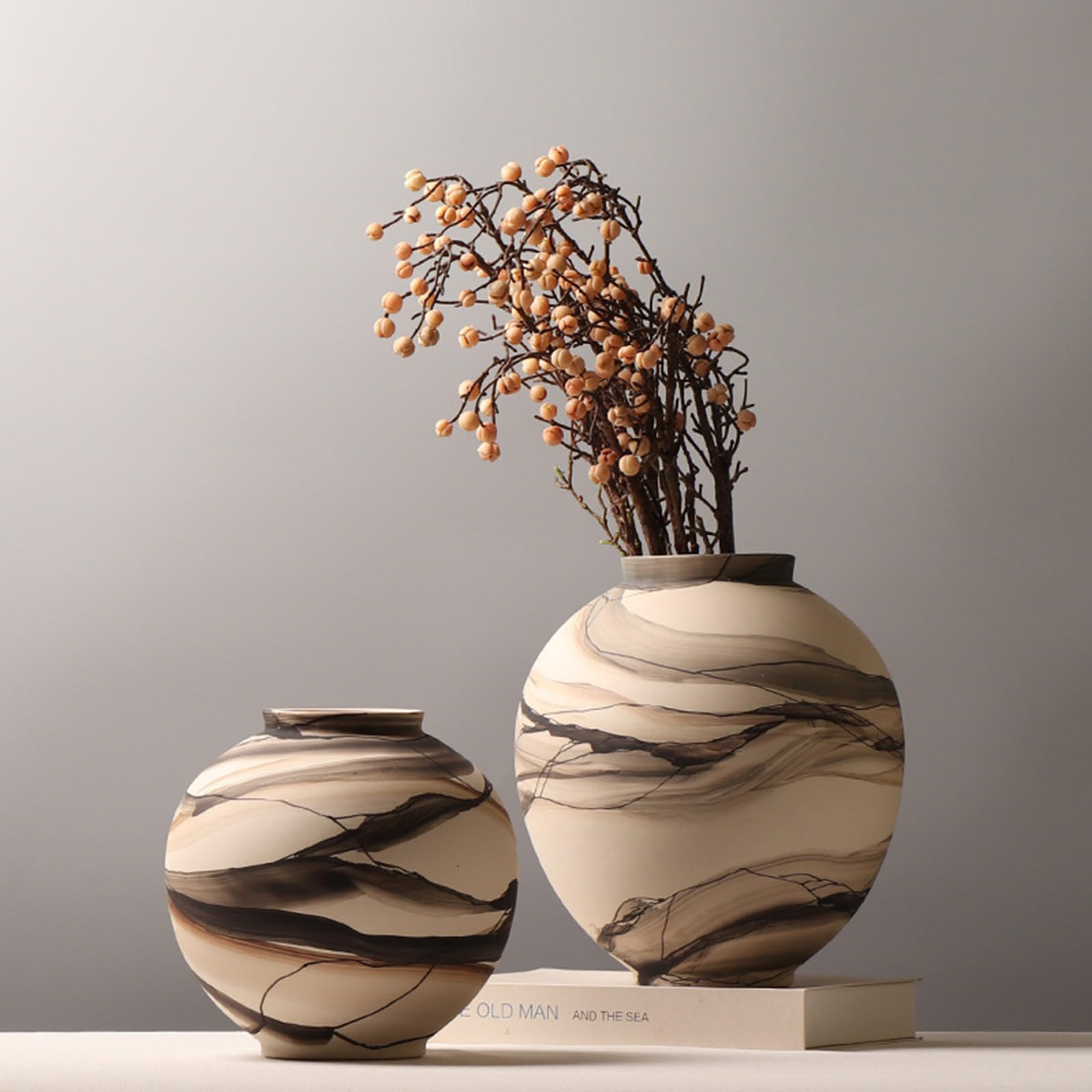 Ceramiczny wazon - Vintage Terakota Boho doniczka do dekoracji wnętrz, nowoczesny element centralny na stół jadalny, salon, półkę, kuchnię, sypialnię