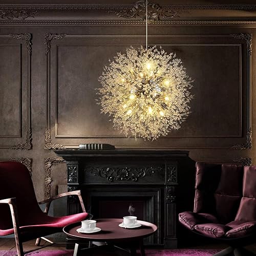 Miniatura 38 de Candelabro cromado de cristal, fuegos artificiales, moderno, Sputnik, diente de león, lámpara colgante de techo para comedor, sala de estar