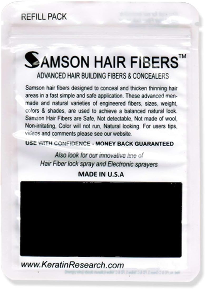 Samson Hair Building Fibers Hair Loss Concealer DARK GRAY large REFILL 50gr Made in USA Available Worldwide