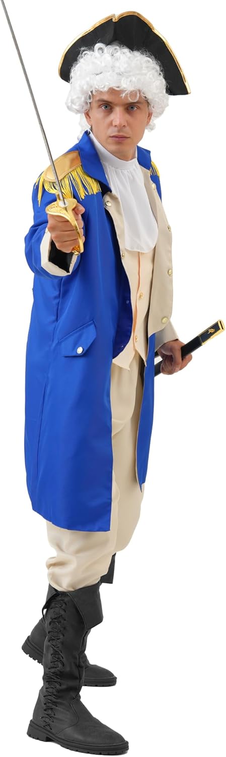 Akokvlar Mens Founding Father George Washington Costume Hamilton Colonial Outfit Set - Image 6