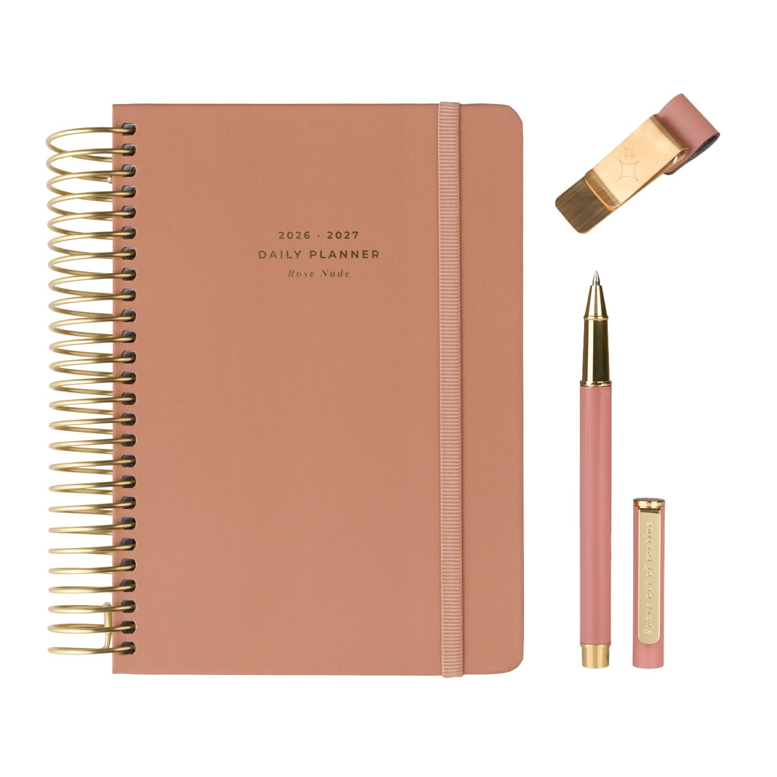 Kokonote Agenda 2026 2027 Día por Página A5 Rose Nude + Boligrafo + Porta Boligrafo | Accesorios Papeleria bonita - Material escolar Aesthetic