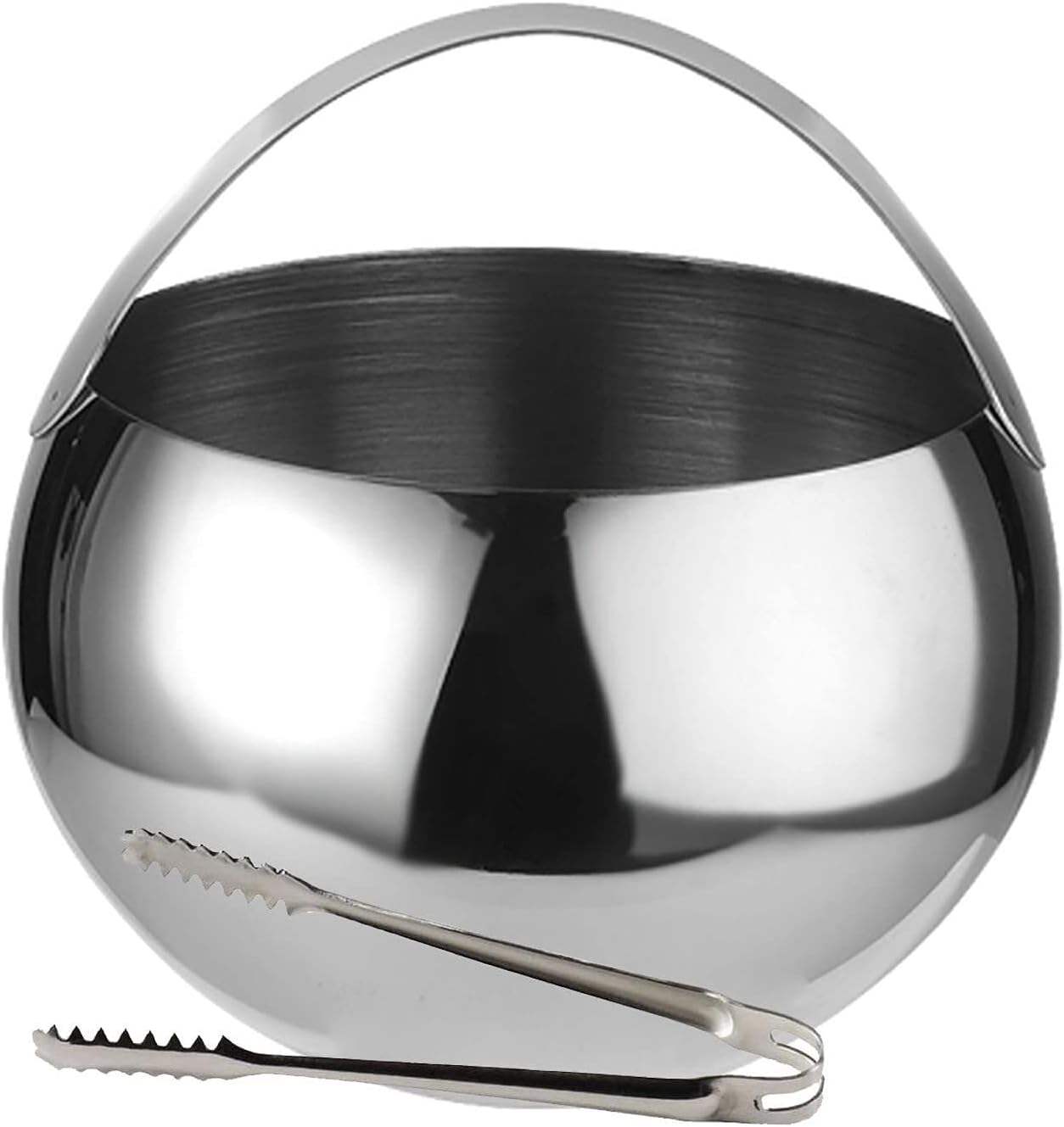 2L Stainless Steel Ice Bucket with Lid & Tongs - Portable Beverage Cooler for Parties, Bars & Home