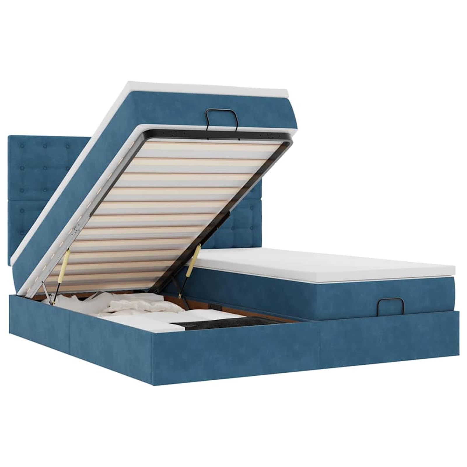 Gecheer Cama Otomana con Almacenamiento y Colchón de Resortes Individuales, Tela de Terciopelo, Luces LED, para Dormitorio y Descanso