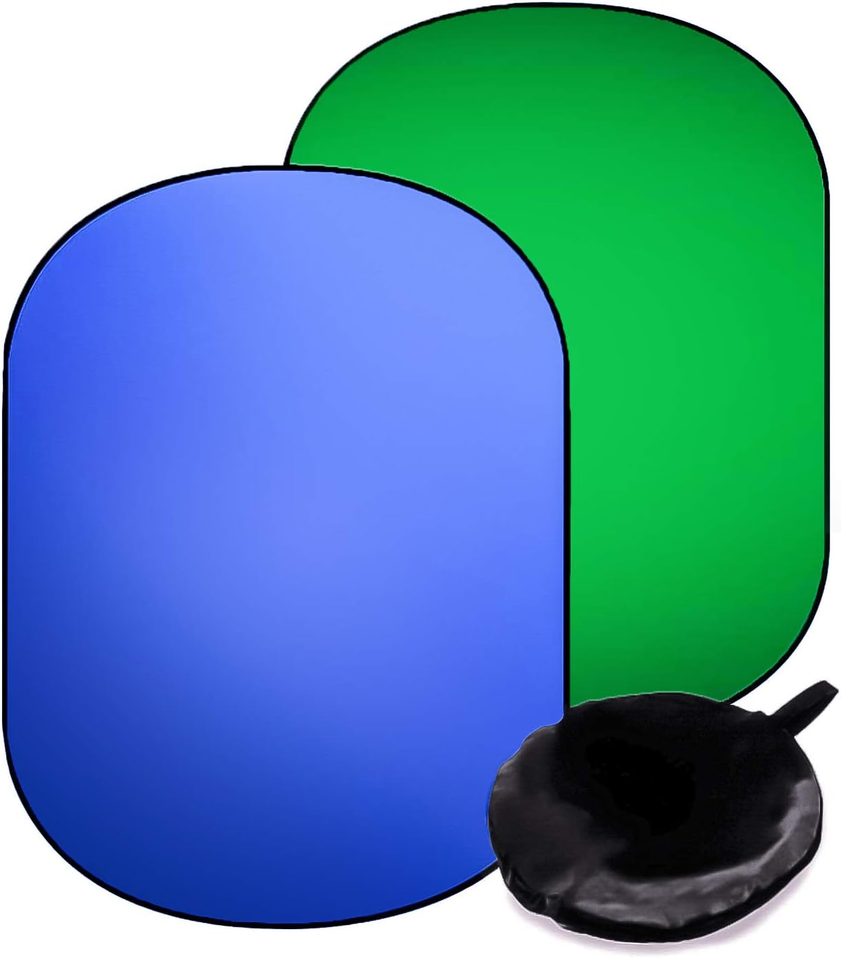 Julius Studio Green & Blue 5' x 6.6' Double Sided Pop Up Screen, Reversible Collapsible Chromakey Panel Background for Photo, Live Streaming, JSAG602