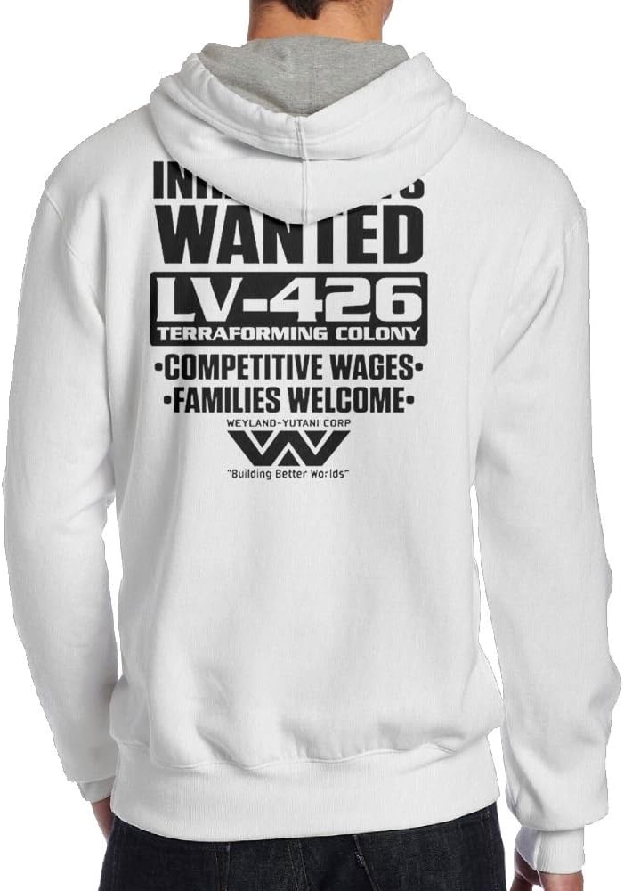 Men LV-426 Weyland Yutani Retro Vintage Style Sports Men's Pullover Fleece Hooded Sweatshirt White L