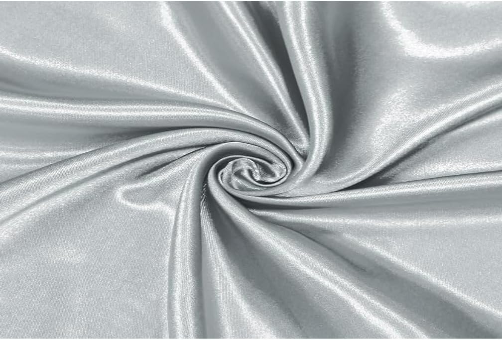 Solid Satin Fabric by The Yard, Silky & Shiny Sewing Fabric for Satin Scarf, Dresses, Garments, DIY Wedding Decor, Home Decor, Seamless Material (White, 3 Yard)