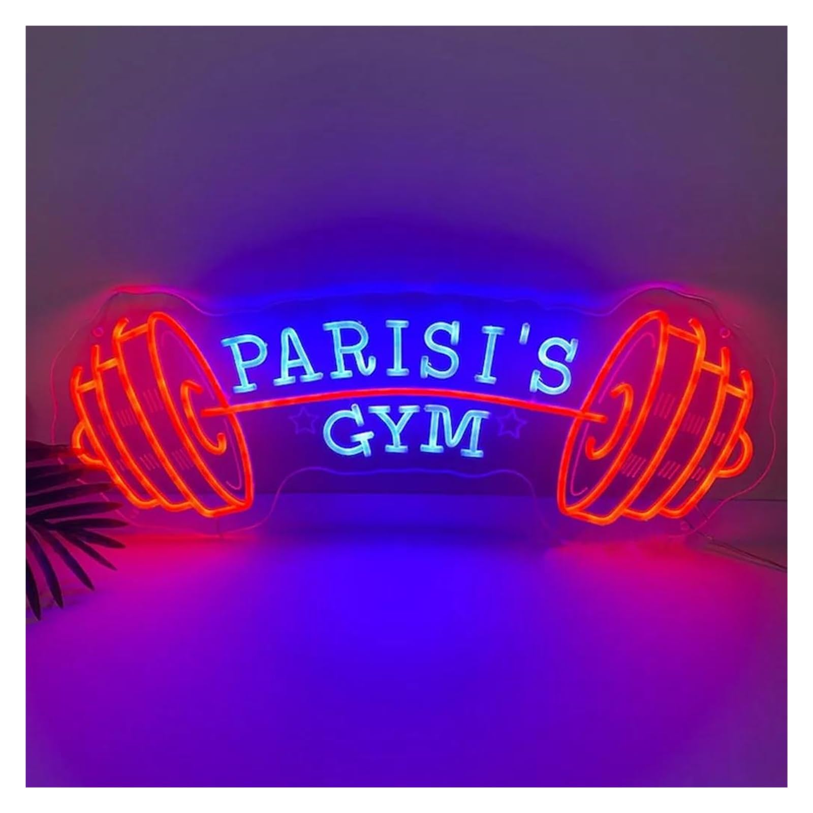 LEMST Signs Lamp Dumbbell Neon Sign, Gym Neon Wall Hanging, Fitness Lover, School Gym Wall Decor 50cm(C)