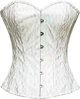 Corsé para mujer, estilo steampunk, de piel de panal color blanco, para mujer, blanco, L