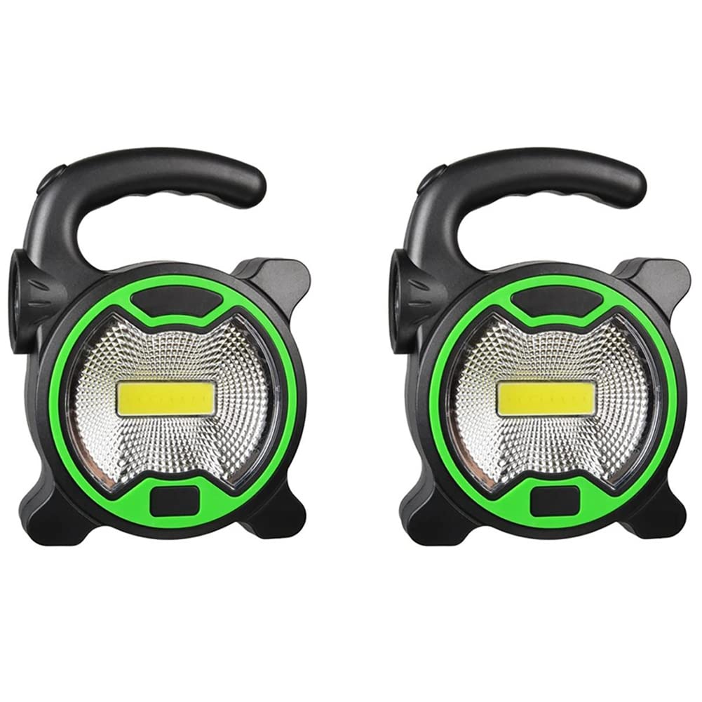 Bdukbduk Green 2X Portable Work Lamp Led Lantern Waterproof Emergency Spotlight Rechargeable Floodlight For Outdoor Hiking,