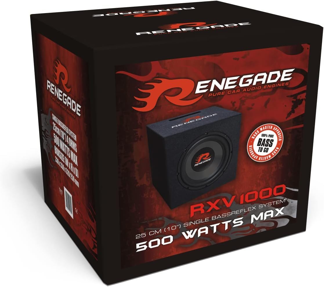Kit Subwoofer in Cassa Reflex 25 cm 500W, Amplificatore 2 Canali Mosfet Classe AB 550W Max + Kit Cavi compatibile con Renegade Rbk 550xl Garanzia Italia