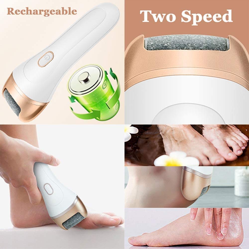 Removedor de Callos de pie eléctrico, Herramientas de pedicura de Lima de pie electrónica portátil, Herramientas de pedicura con 3 Rodillos y Herramienta de Cuidado de pie Recargable por USB