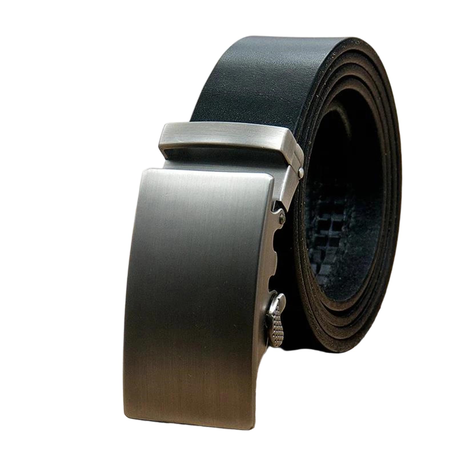 Yeuyyben Cinturón de trinquete de cuero genuino para hombre con hebilla de aleación, sin agujero, ajustable, para negocios, para vaqueros