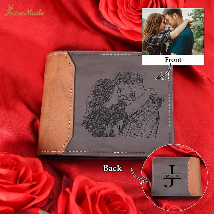 Personalized-Photo-Mens-Wallets-Leather-Custom-Initial-Name-Bi-fold-Wallet-for-Men-Father-Mens-wallets-Wallet-for-Dad-Boyfriend-Grandpa-Birthday-Gift-Gray-Photo-Monogram