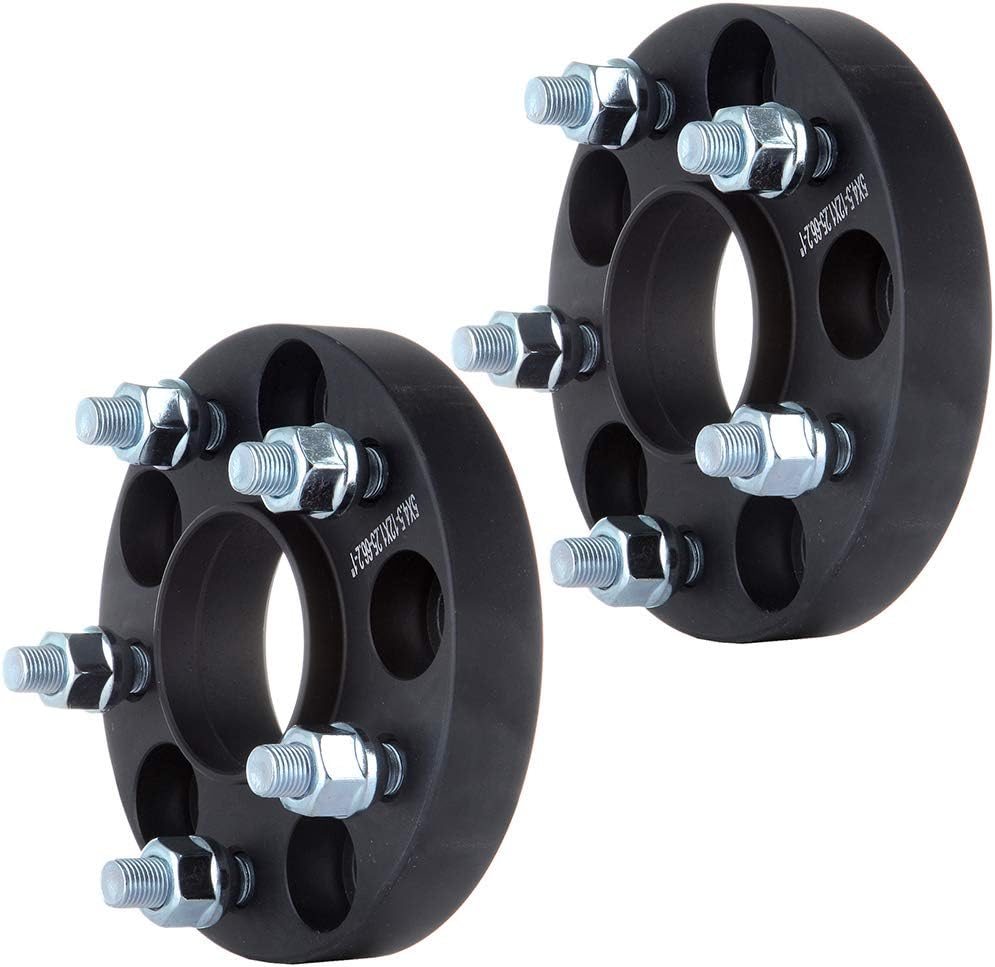 (2PC 5x4.5 Black Hubcentric Wheel Spacers 1" with M12X1.25 Studs for Altima Maxima Sentra Murano Quest Rogue