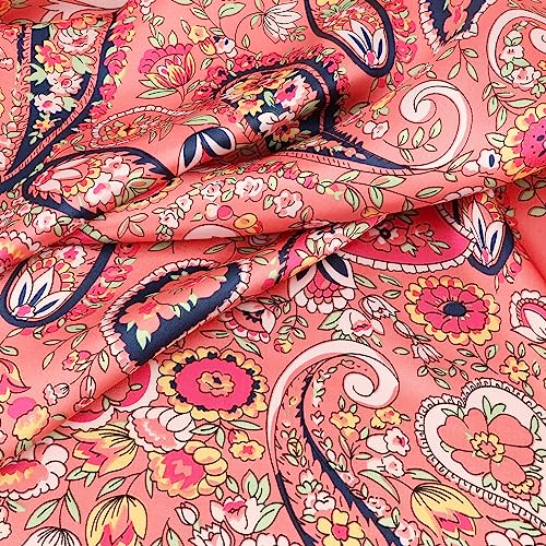 Image of DRESHOW 35 inch Large Square Satin Head Scarf - 4Pcs Silk Accessories Classic Patterned Squares Beach Bandanas for Women