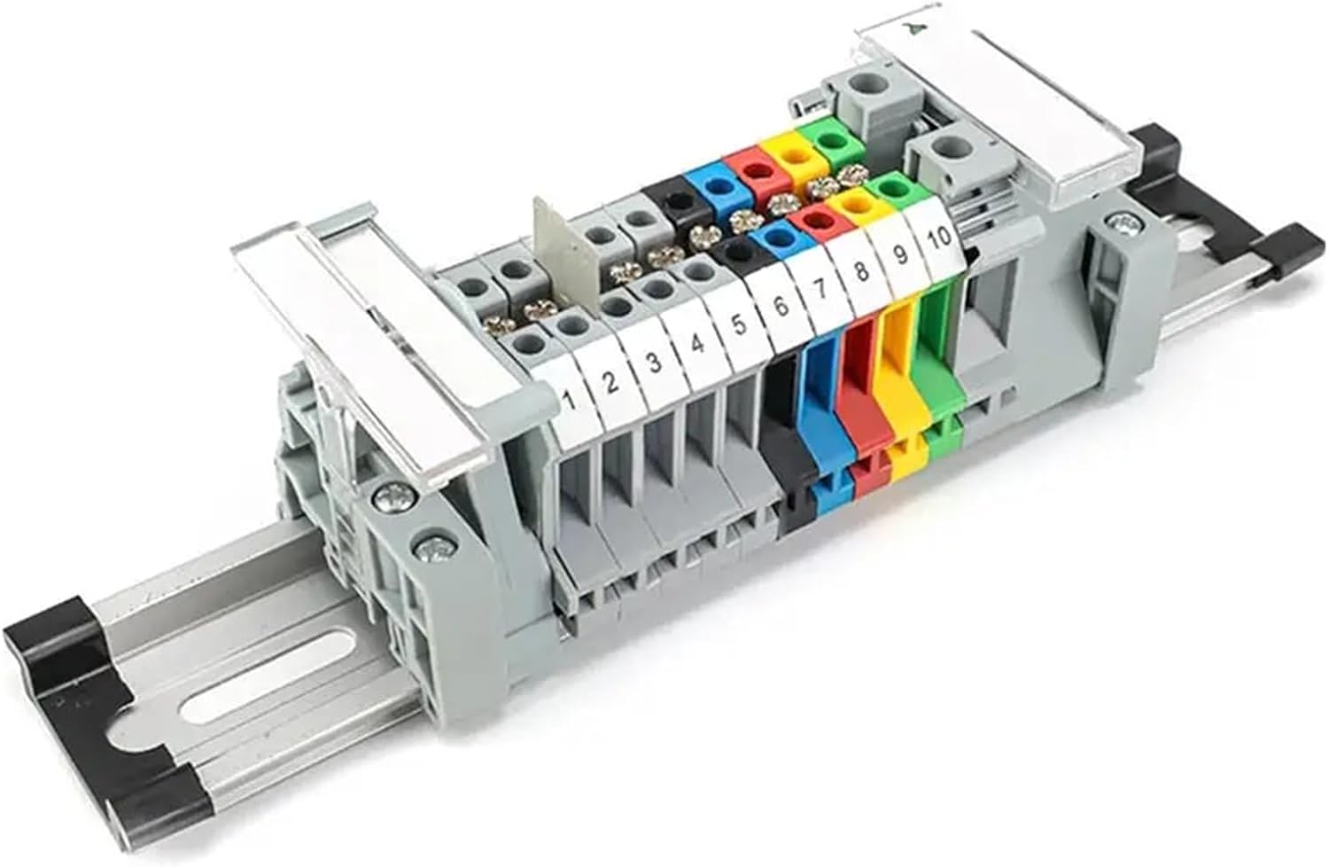 10/100pcs 7 Colors DIN Rail UK2.5B Terminal Block Clamp Connector 800V 32A UK-2.5N 2.5mm Square Universal Screw Connectors(Blue,100pcs)