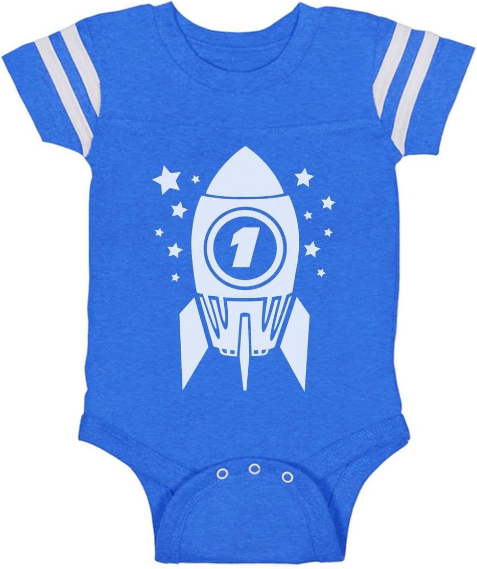 Tstars 1st Birthday Outfit Space Rocket One Year Old Gift Cute Baby Bodysuit 18M Blue
