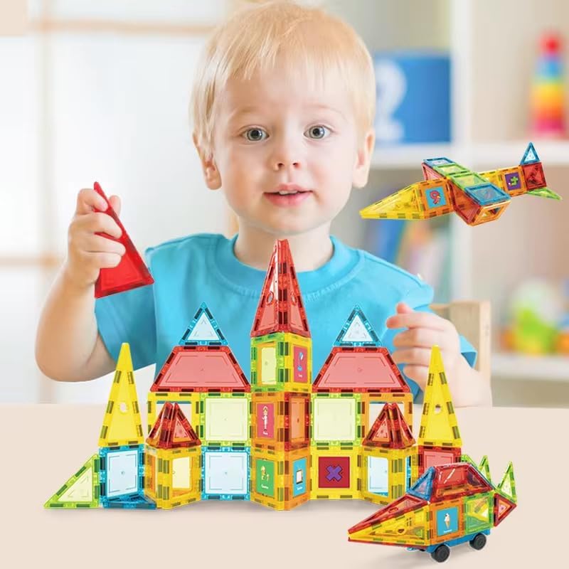 46 PCS Magnetic Tiles Kids stem Building Toy Preschool Learning Blocks Construction Magnet Gift Toddler Aged 3+ - Image 6