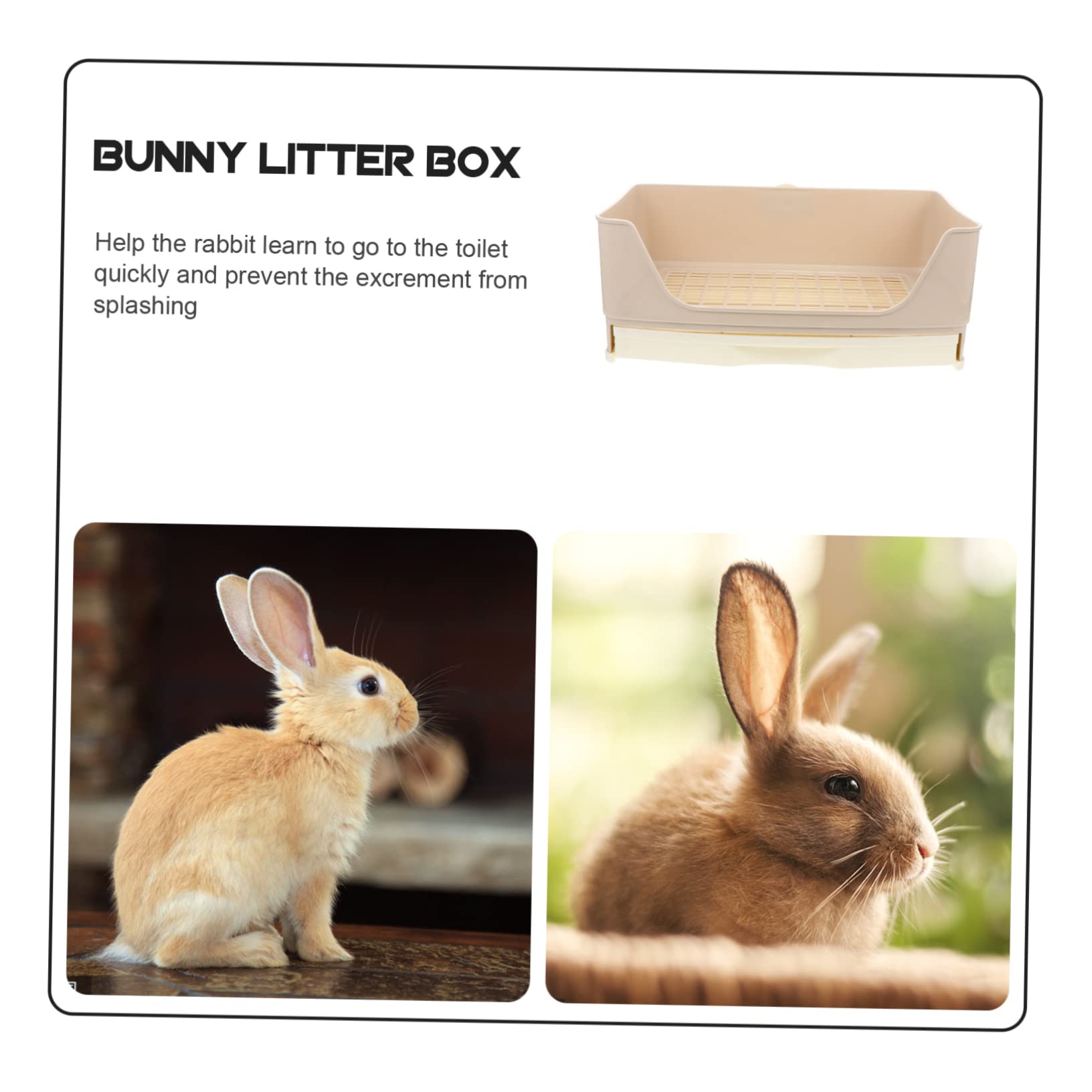 Lettiera per Conigli Grande a Cassetto in Plastica Beige | Cavie Adulte, Previene gli Spruzzi, Base Antiscivolo, Facile da Pulire, Spazio Ampio