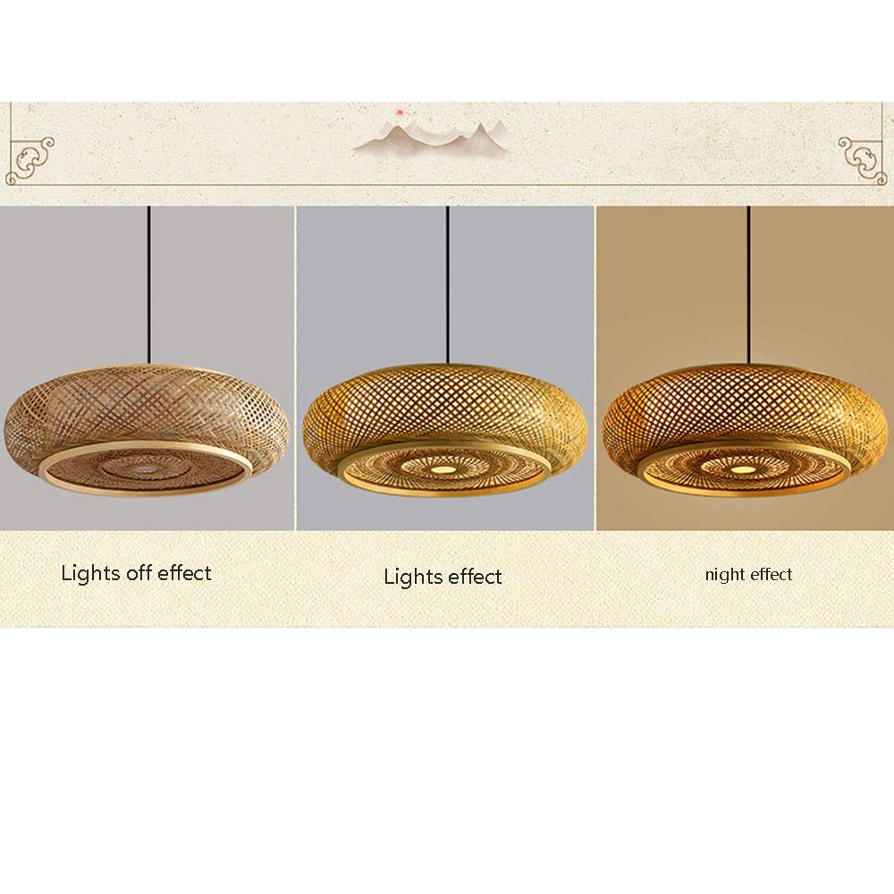 Lanterna Vintage in bambù Intrecciato, Cestino in Rattan, Lampada a Sospensione, lampadario Regolabile in Altezza, tavolino, Sala da tè, Ristorante, 60 cm
