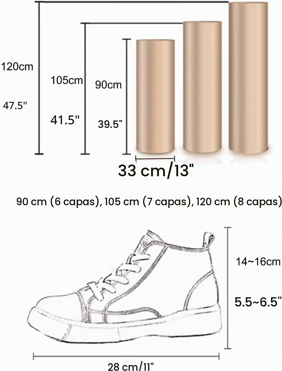 Genérico Giratorio Zapatero Giratorio Vertical Organizador Giratorio De Zapatero, Armario De Zapatos, Torre De Zapatos para Armario, Entrada, Pasillo (White, Ø32cm 120cm 8layer)