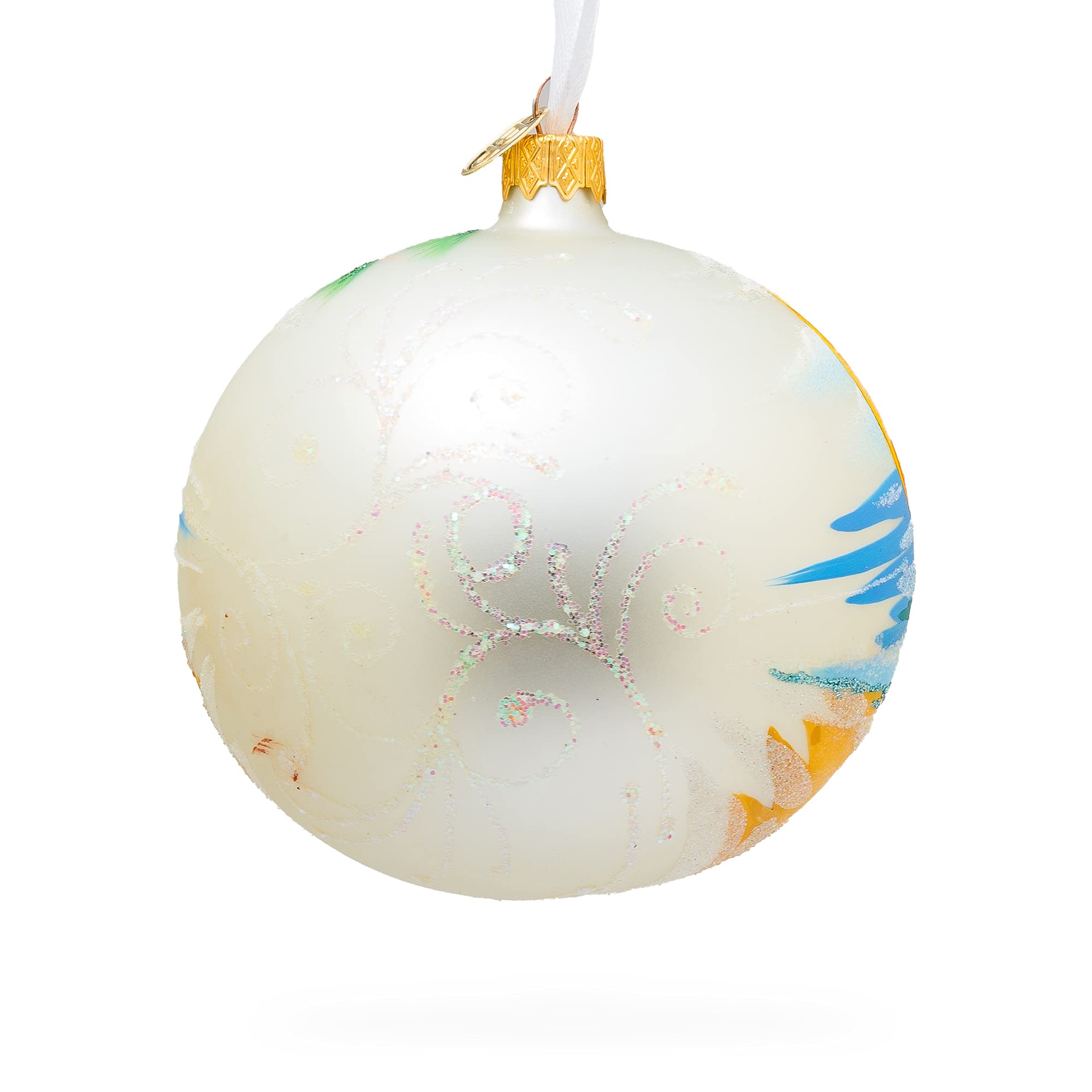 BestPysanky Boule de verre en forme de chapeau de Père Noël à la plage