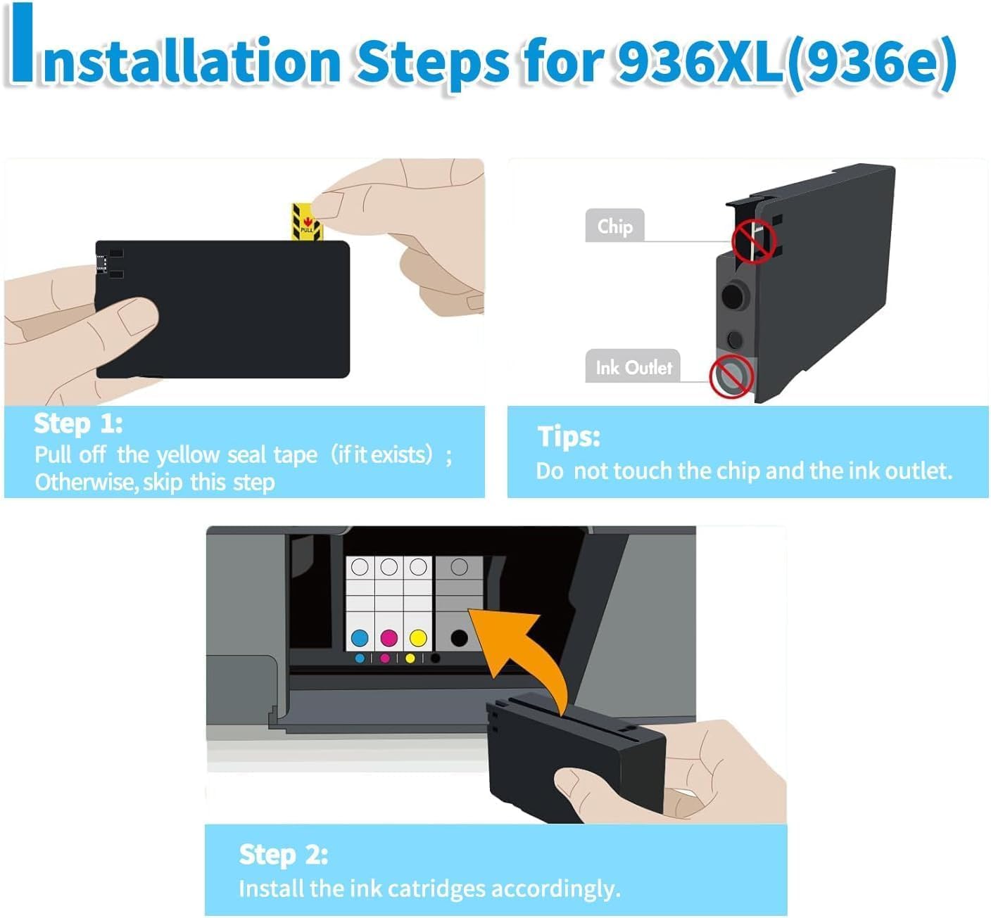 936XL 936e Ink Cartridges Compatible with HP OfficeJet Pro 9125e 9120e 9730e 91309135e 9122e 9128e 9110b 9120b9130b 9130e(KCMY) thumbnail