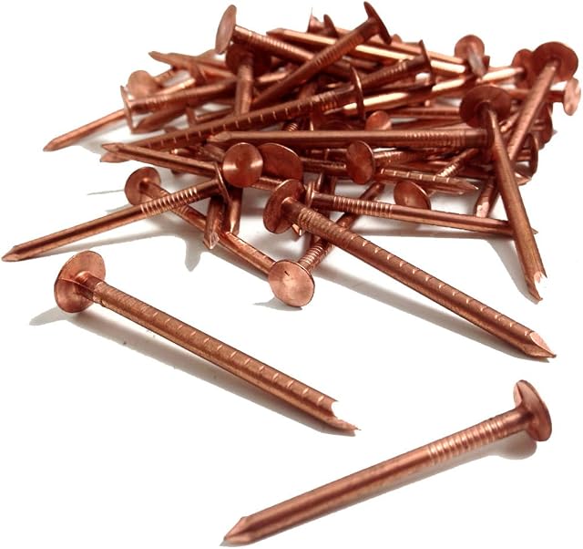 25, 30mm x 3.35mm Copper Clout Roofing Nails - Also Used for Tree Stump Removal - DIY
