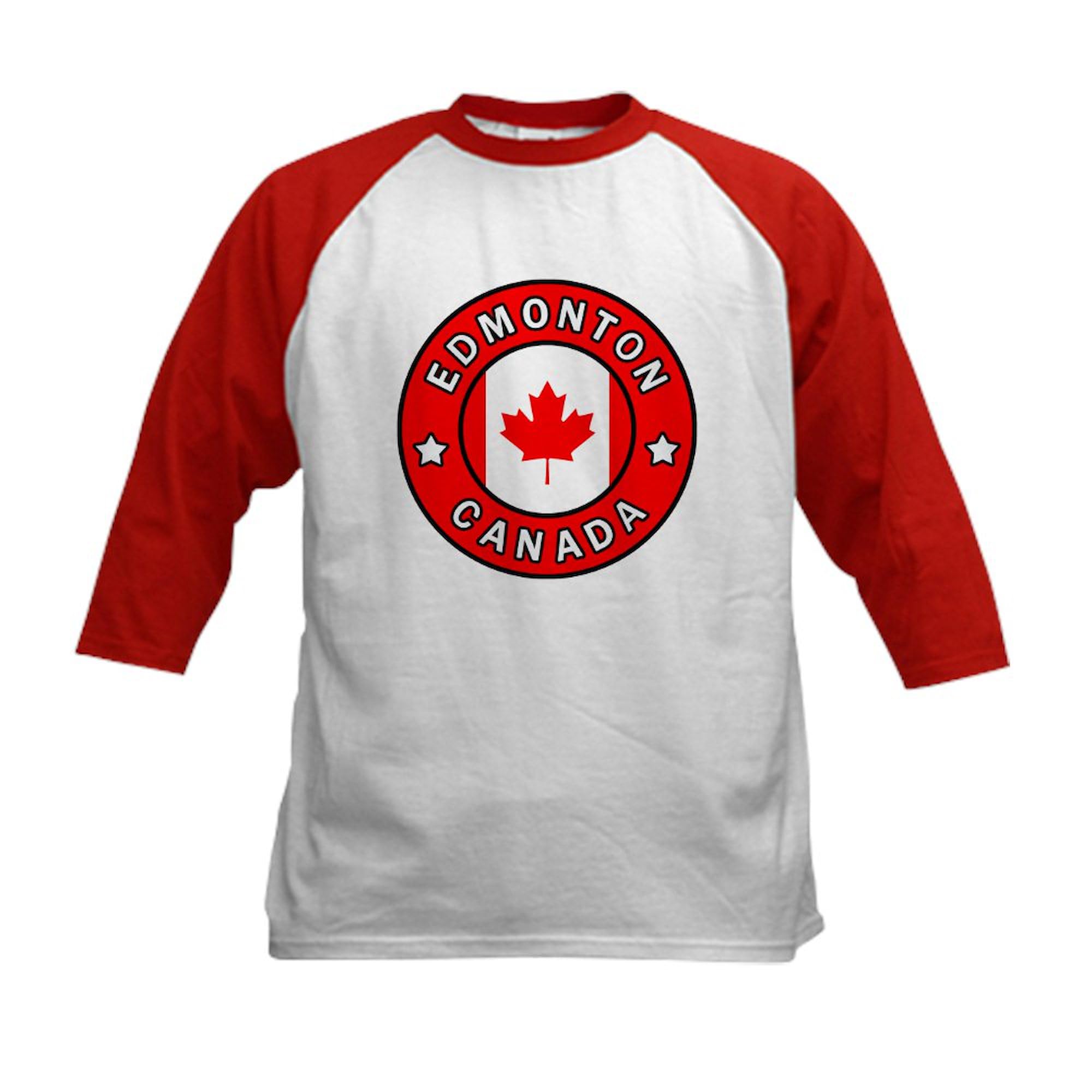 CafePress Edmonton Canada Baseball Jersey Kids Cotton Baseball Jersey, 3/4 Raglan Sleeve Shirt Red/White