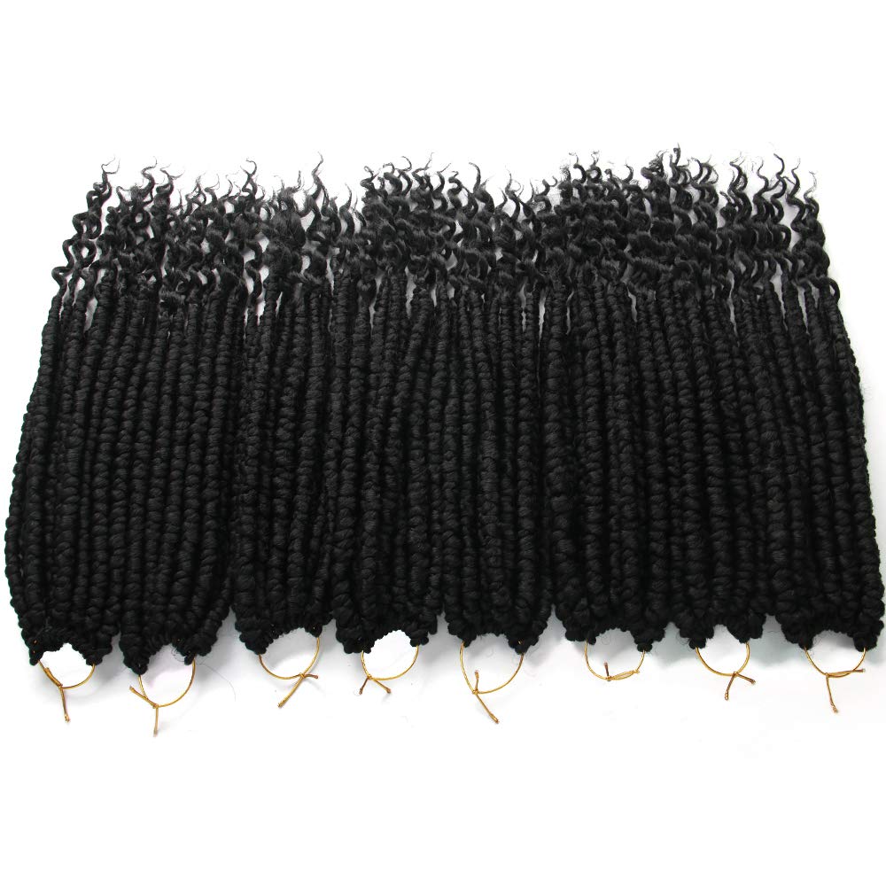8 Packs Wavy Crochet Hair Crochet Braids Hair For Black Women Synthetic Fluffy 16 Inch Spring Twist Crochet Braiding Hair (16inch (Pack of 8), 1B#)