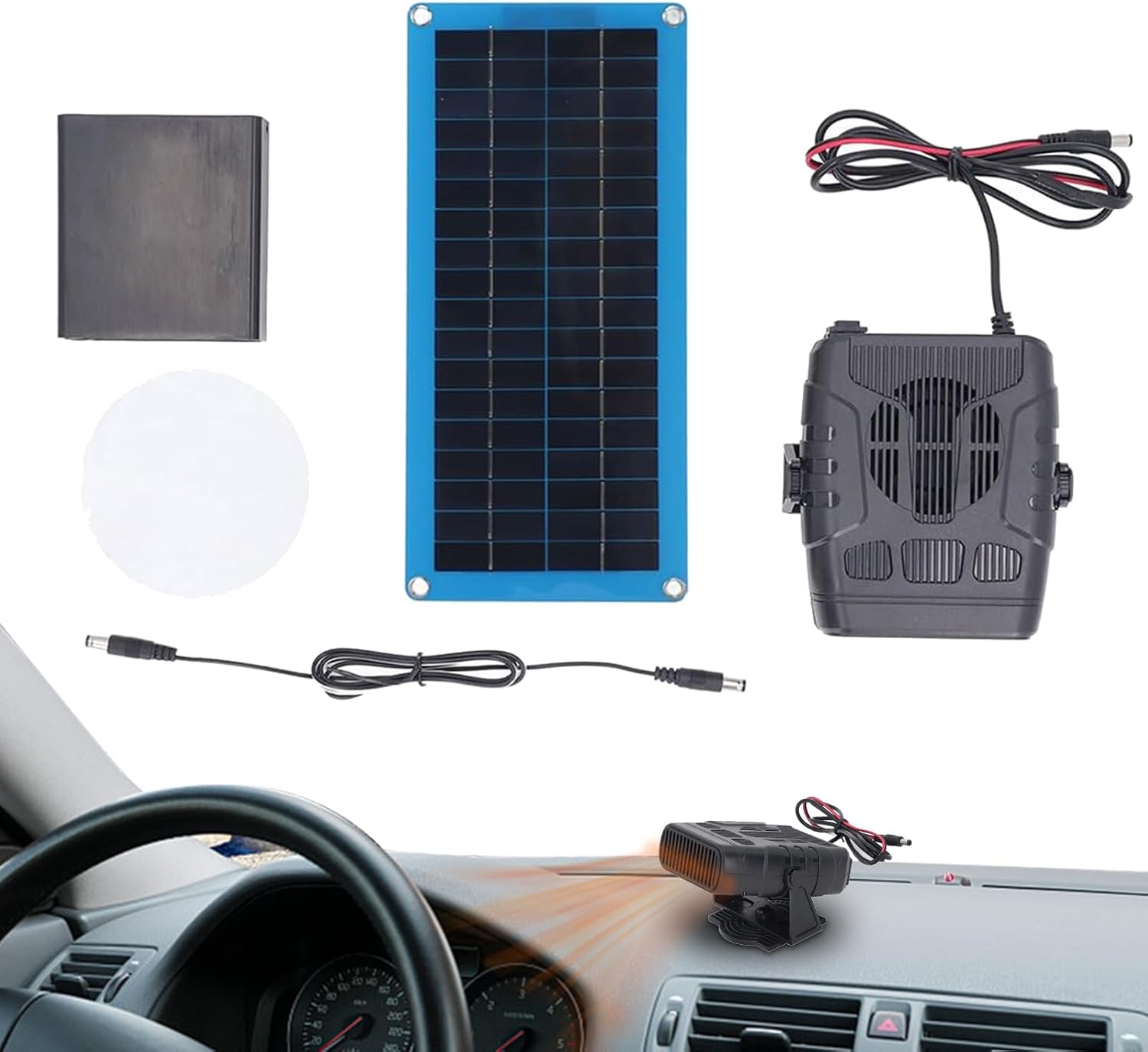 Photo voltaic Heater for Rooster Coop | 30W Single Photo voltaic Panel Heater | Moveable Area Heaters with Battery Field & USB Output, for Drying Heating Pet Home Heat Wind Gear