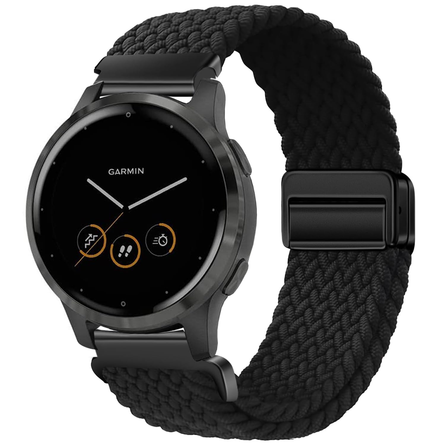 VELULYX Nylon Braided band Compatible with Garmin Venu 2S/Venu 3S/Vivomove 3S/Vivoactive 4S, 18MM Elastic Magnetic Buckle Band for Fossil Ladies Gen 6/Gen 5E/Fossil Ladies Q Venture HR Gen 4/Gen 3