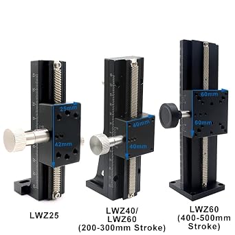 CNC Manual Displacement Platform Z Axis Dovetail Lifting Linear Stage Long Stroke Fine-Tuning Sliding Table Component(LWZ60-L600)