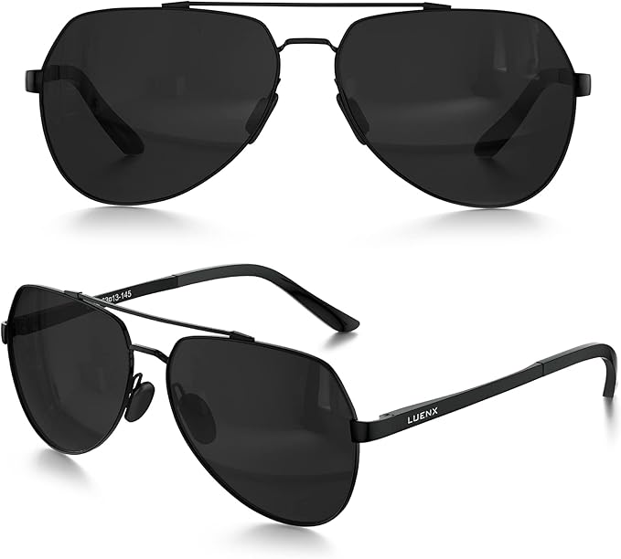 LUENX Men Women Aviator Sunglasses Polarized Shades Flexible Spring