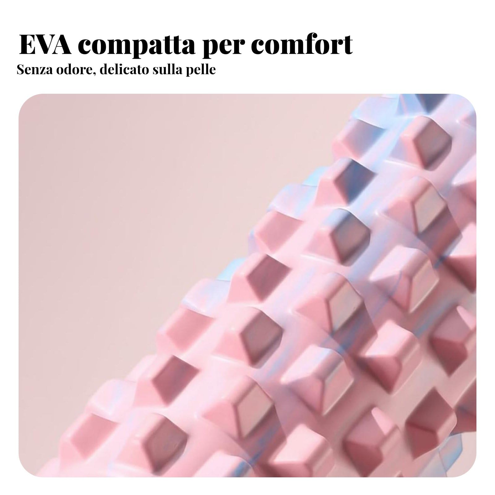 Foam Roller Rullo Massaggiatore Cilindro Fitness Supporto Stabile per Massaggio Profondo con Punti 3D Adatto a Recupero Muscolare Allungamento Allenamento a Casa, Ventosa Blu+Rosa Sfumato