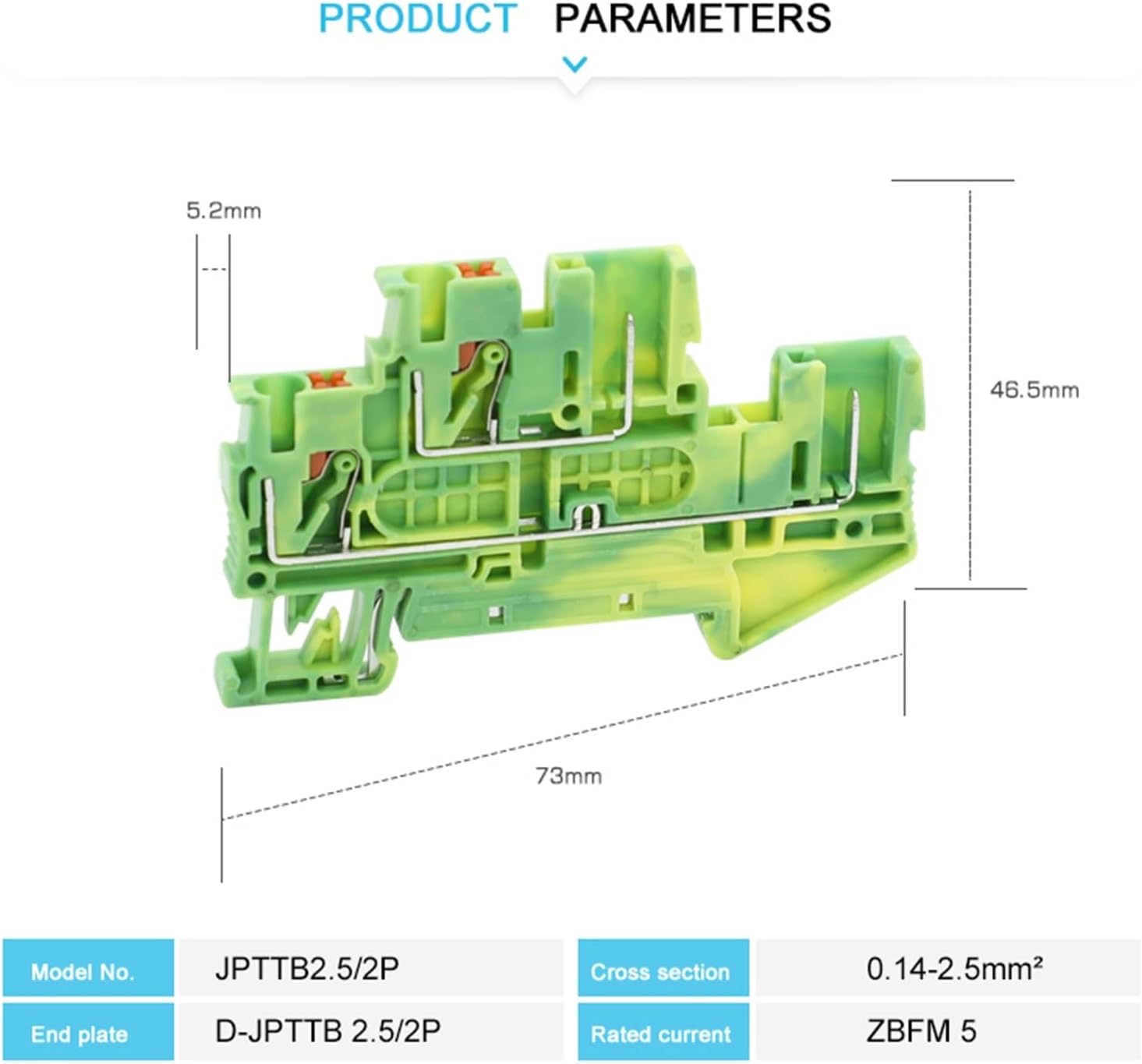 DWFSKZKV Pulg in Din レール ターミナル ブロック PTTB 2.5/2P-PE グラウンド ダブルレベル ター