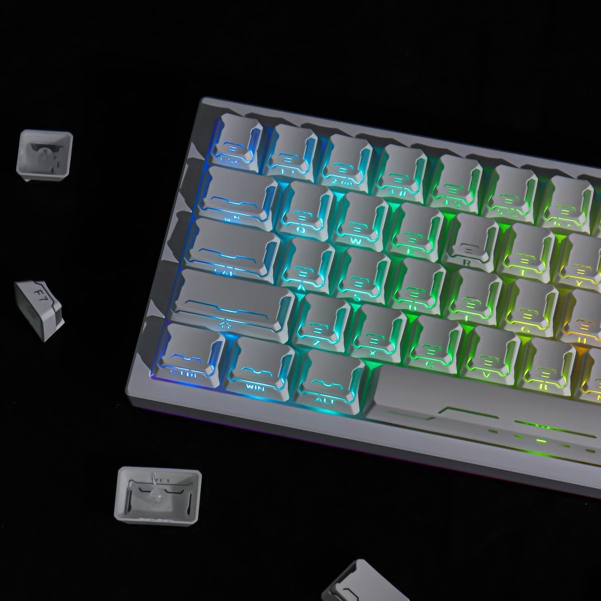 Stellar Edge PBT PC Stereo Facet Shine Through Mech Keycaps 136 Keys White