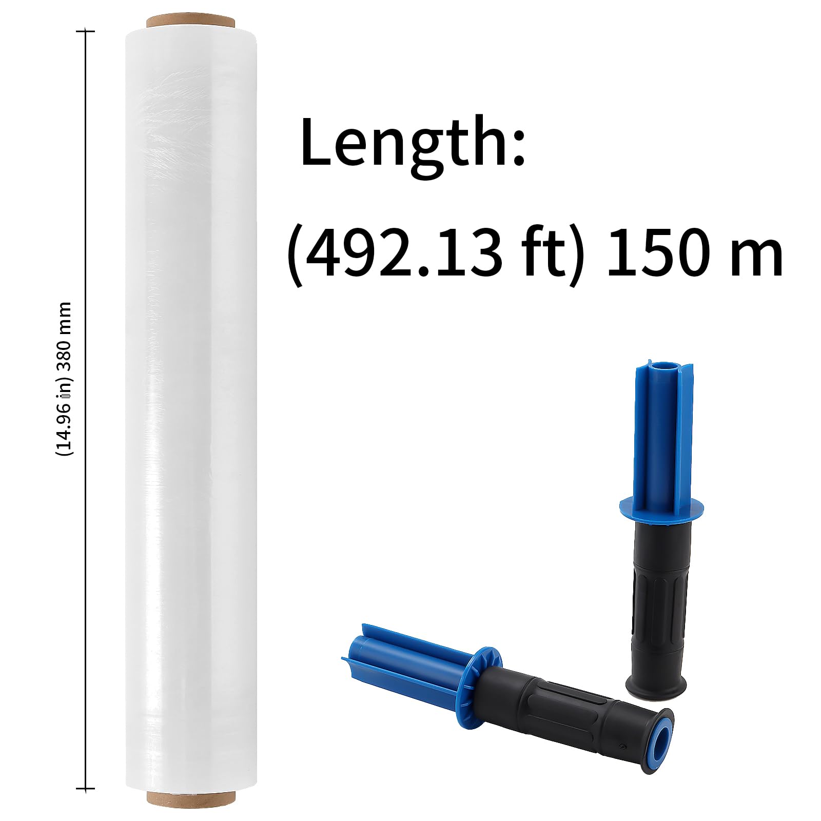 3 Rotoli di Pellicola Elastica Trasparente, 38 cm x 150 m, per Imballaggio