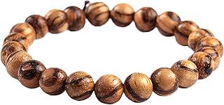 MILAKOO Men Women 8mm Wooden Beads Bracelet Elastic Natural Yoga Bracelet Bangle, Wood,