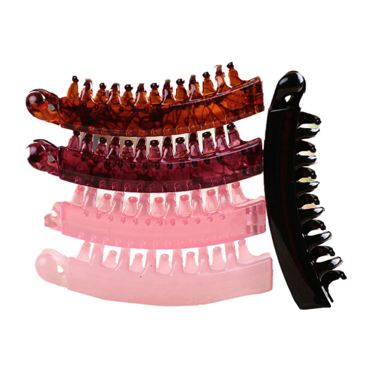 POPETPOP 15piezas Pinzas De Plátano Para Cabello Clips De De Caballo y Fishtail Negro Café Oscuro Rosa Accesorios De Pelo Para Mujeres y Niñas